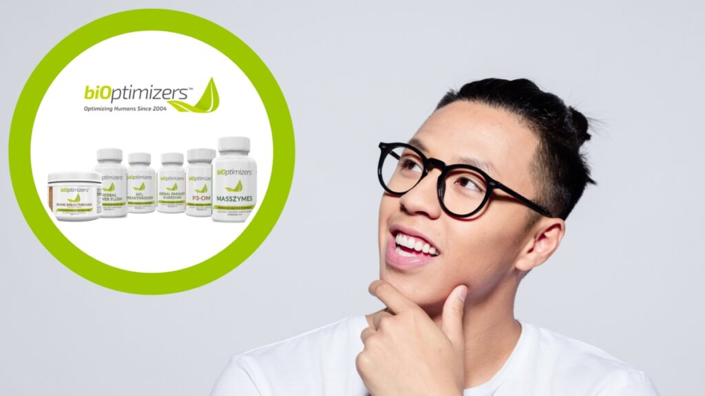 A man looking to a digestive enzymes by BiOptimizers