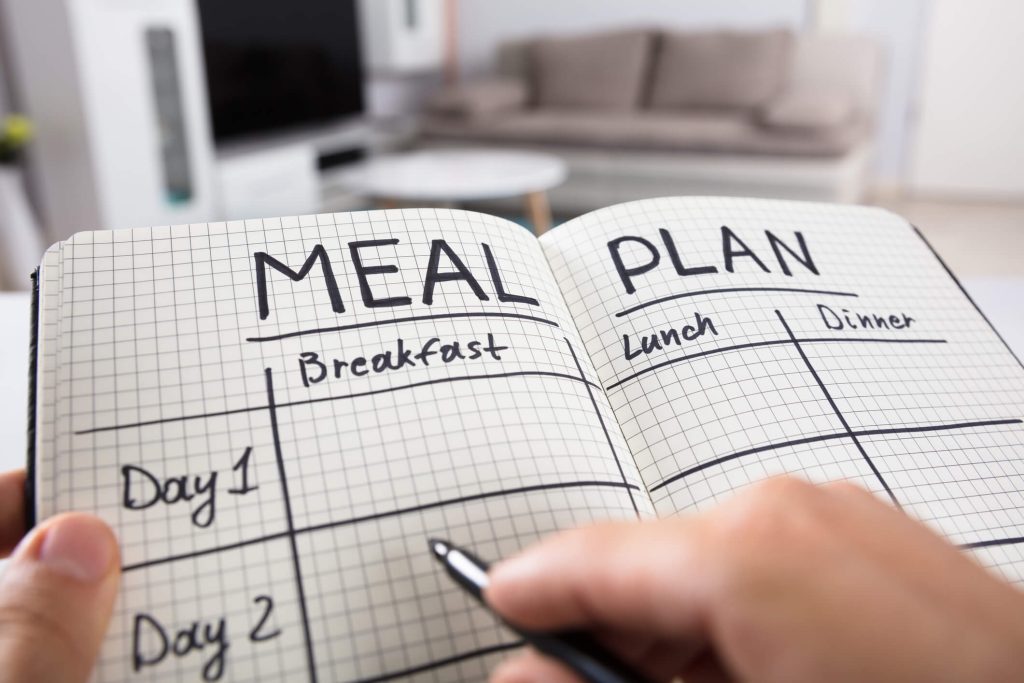 Journal writing a meal plan