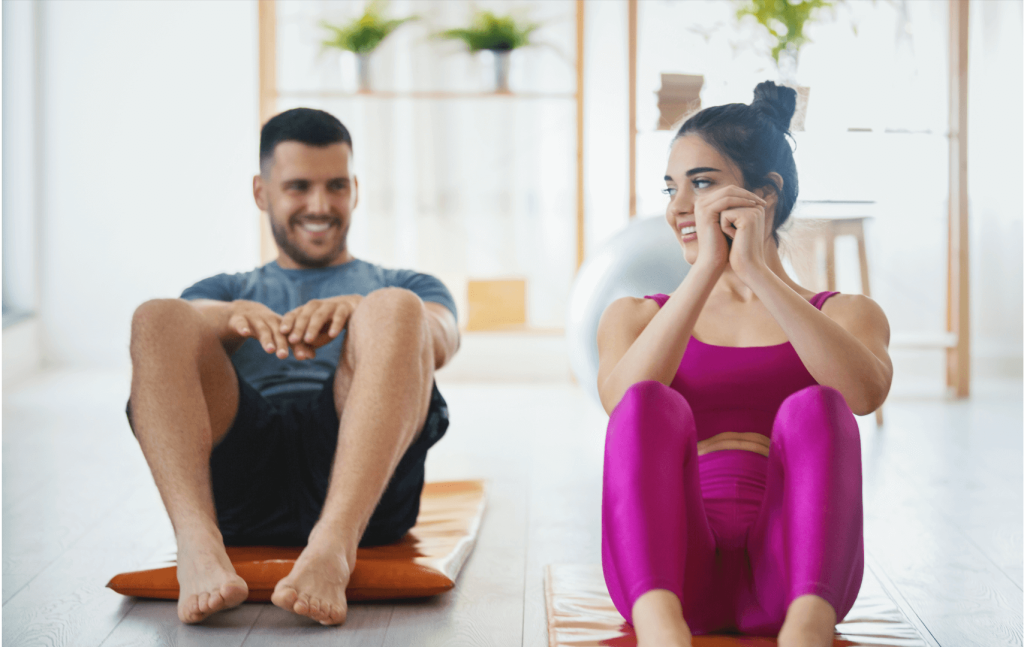 couple doing crunches 