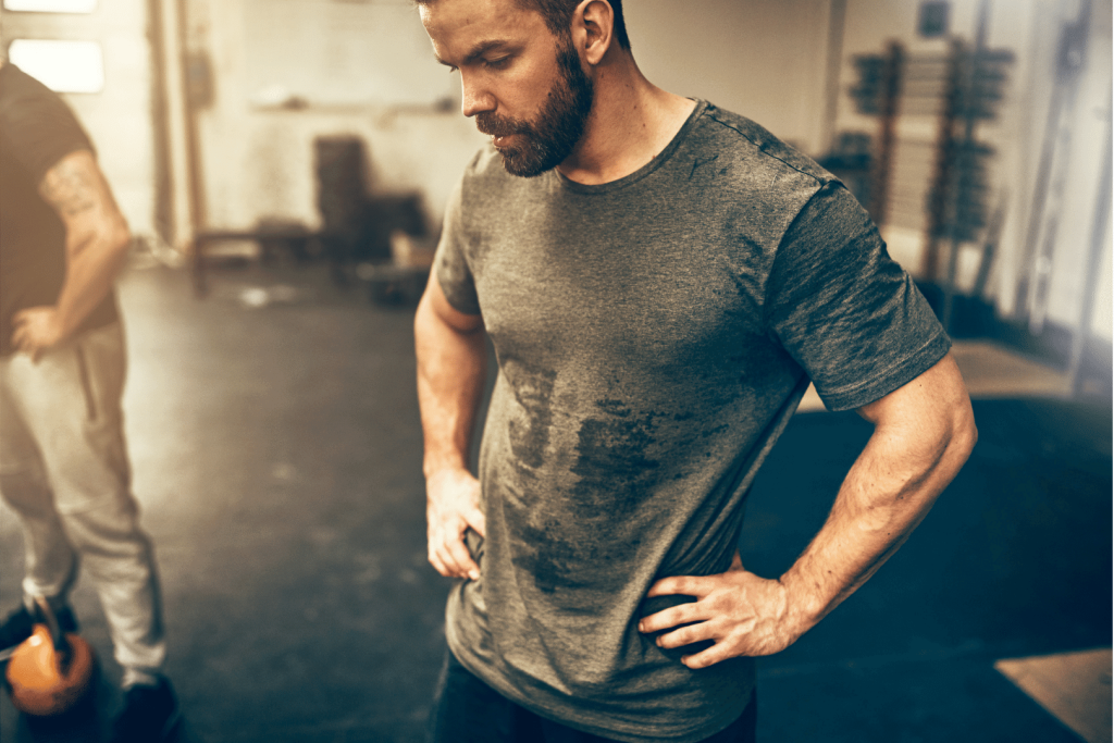 man training sweating after working out