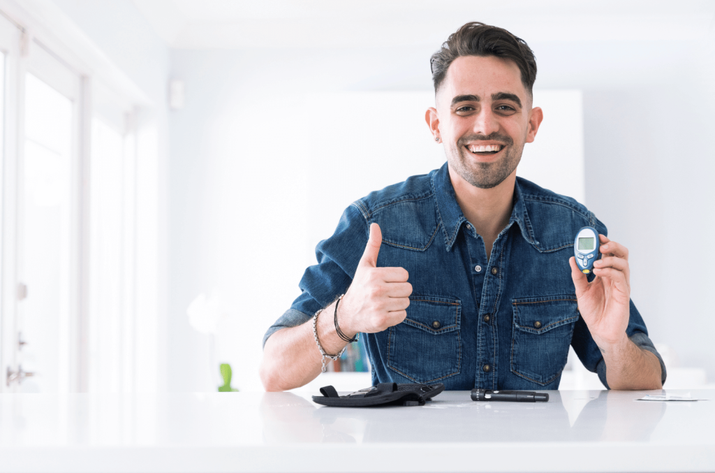 man with a thumb up for blood sugar control