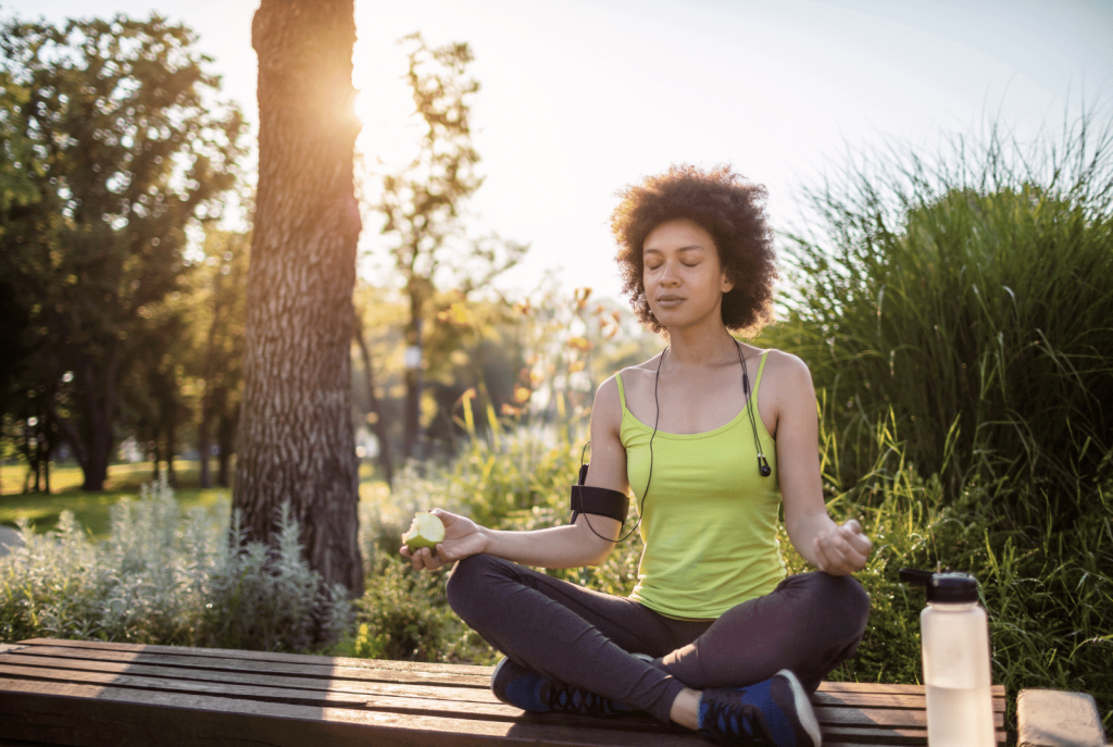 doing yoga outside in the morning 