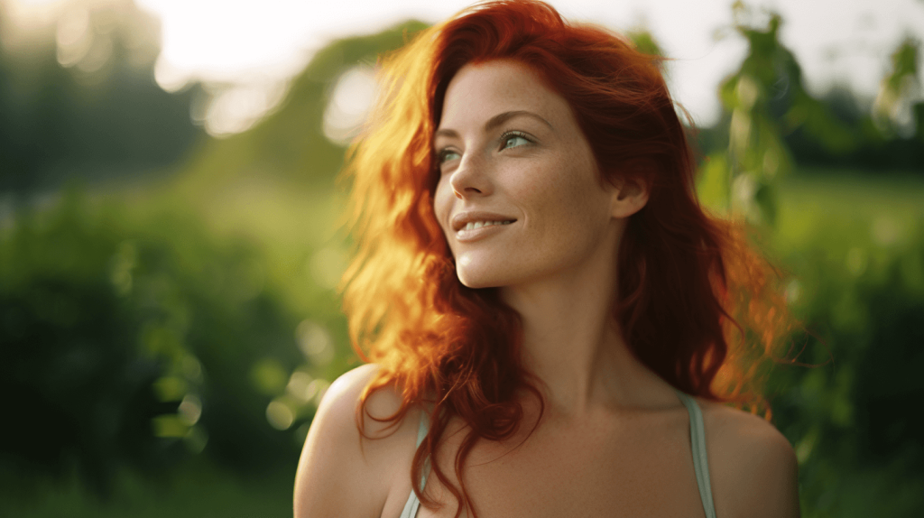 redhead woman smiling 