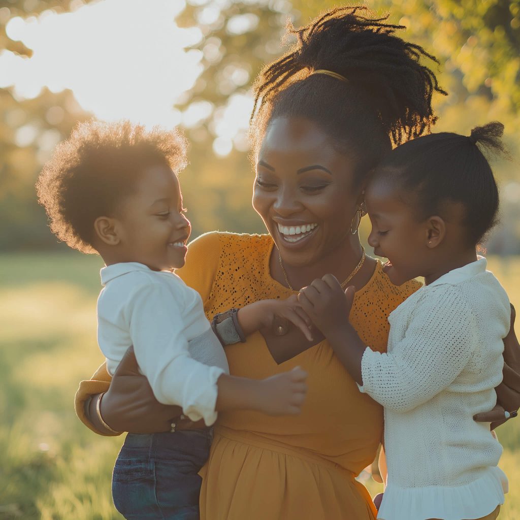 portrait of a afroamerican woman with two children