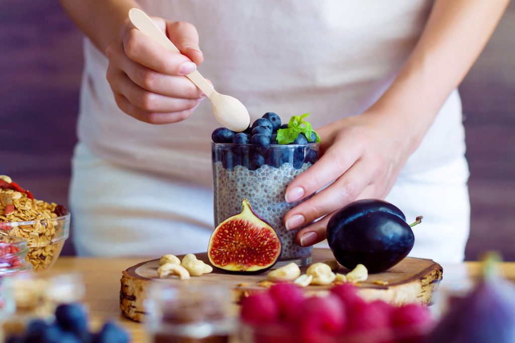 chia pudding with rich vitamins fruits